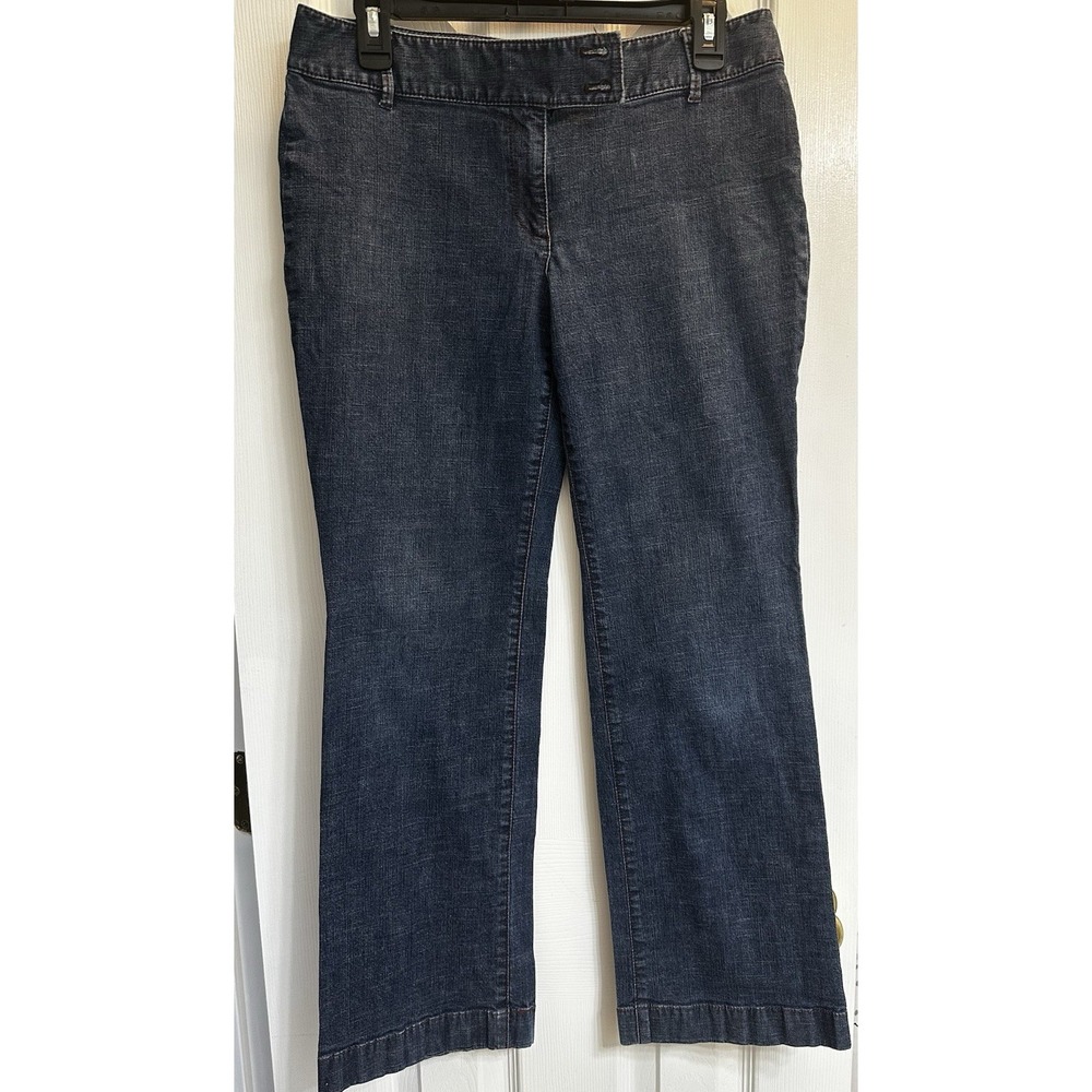 Ann Taylor LOFT Petites Dark Wash Straight Leg Denim Trousers Jeans 8P 0083
